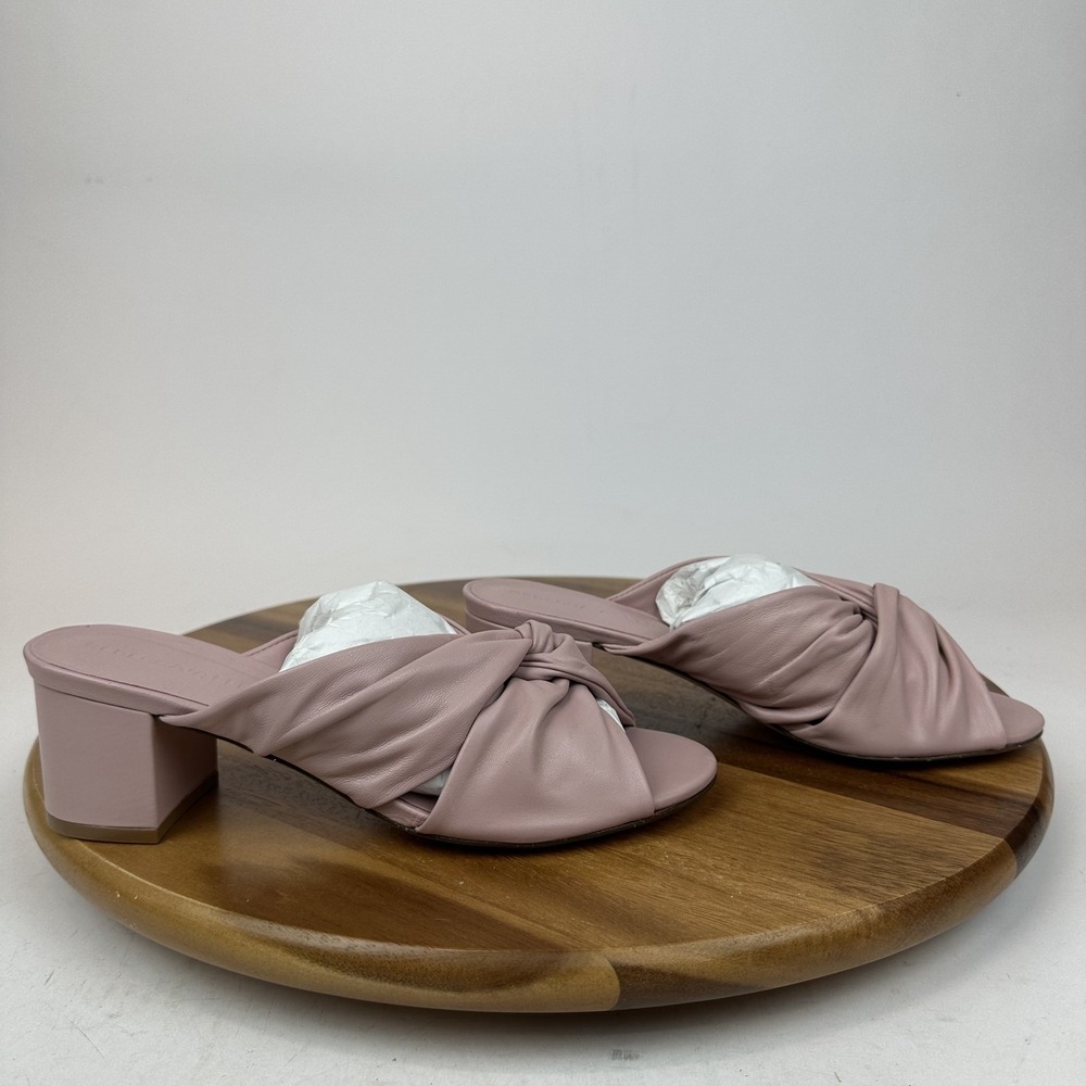 New Womens Rebecca Allen The Twist Pale Pink Leather Slide Sandals Size 8 M NWOB